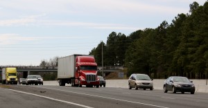 Tractor trailers on highway