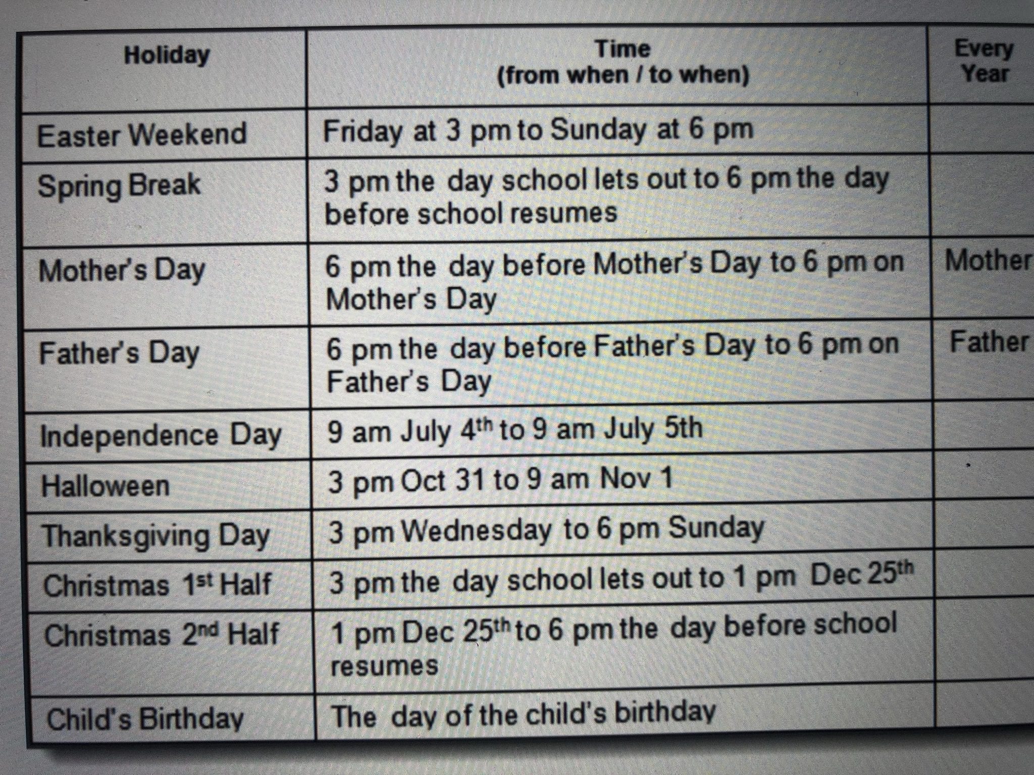 Organized Coparenting Calendar Make it & Move on Robert J. Reeves P.C.